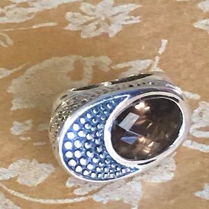 SALE Fantastic and Unusual 925 Sterling Silver and Smokey Quartz Gemstone Ring